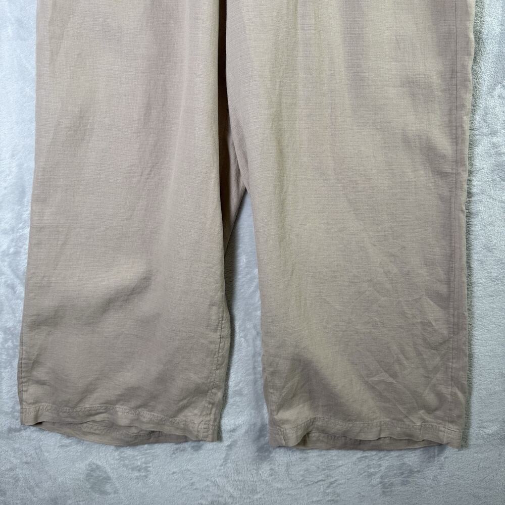 J Jill Purejill Pants Size Medium Tan Beige Wide Leg Linen Blend Boho Artsy - Picture 3 of 13